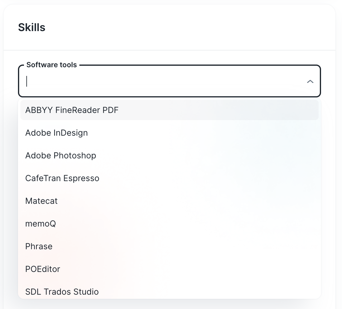 Software proficiency tracking interface